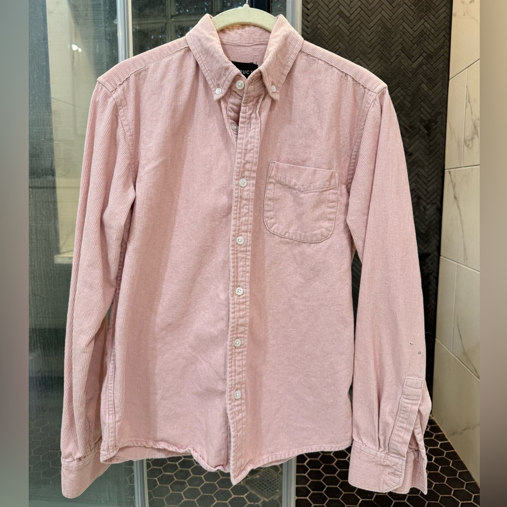 D/SRUCT SMALL PINK CORDUROY BUTTON UP SHIRT